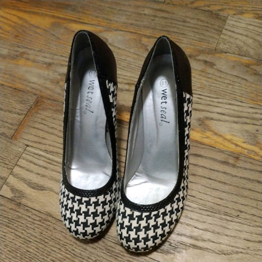 Black and white heels